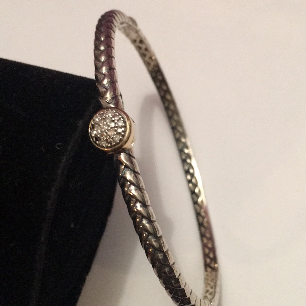 T&C 14K Gold&925 Diamond Bangle
